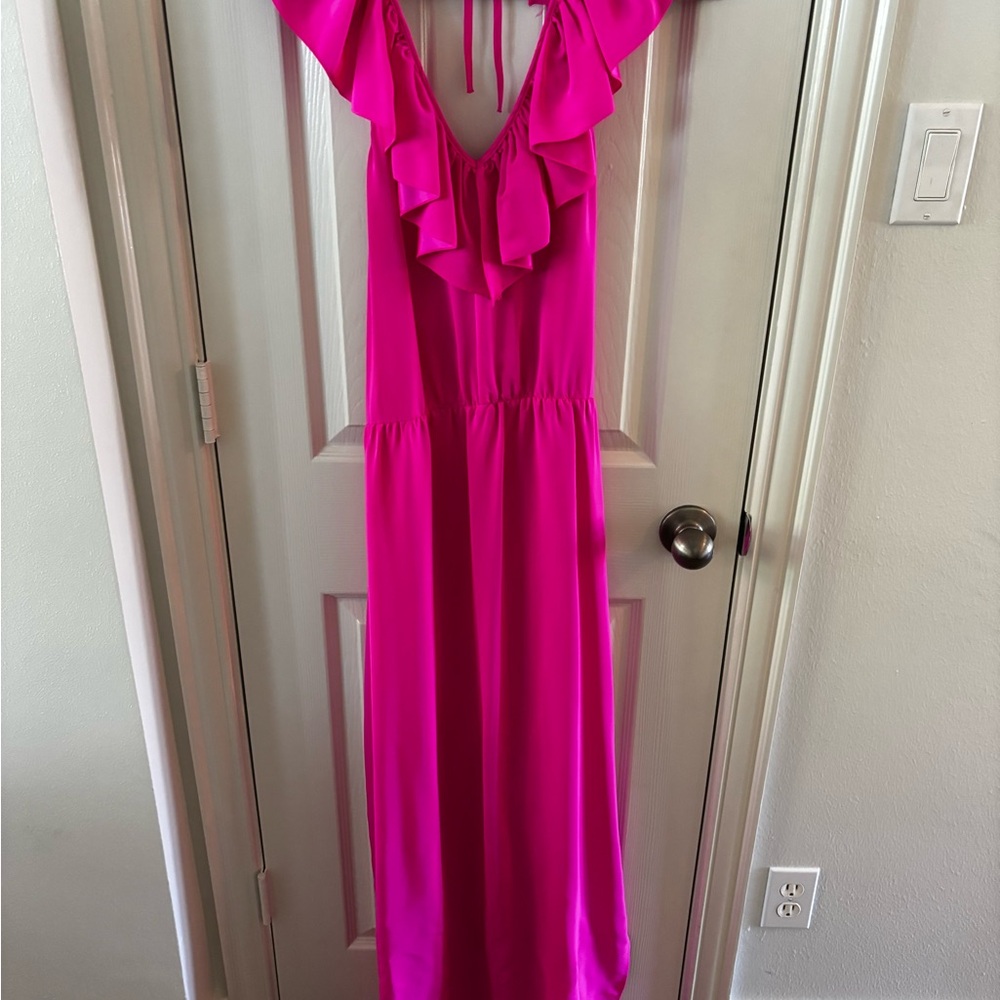 Amanda Uprichard - Elegant Pink Ruffle Maxi Dress